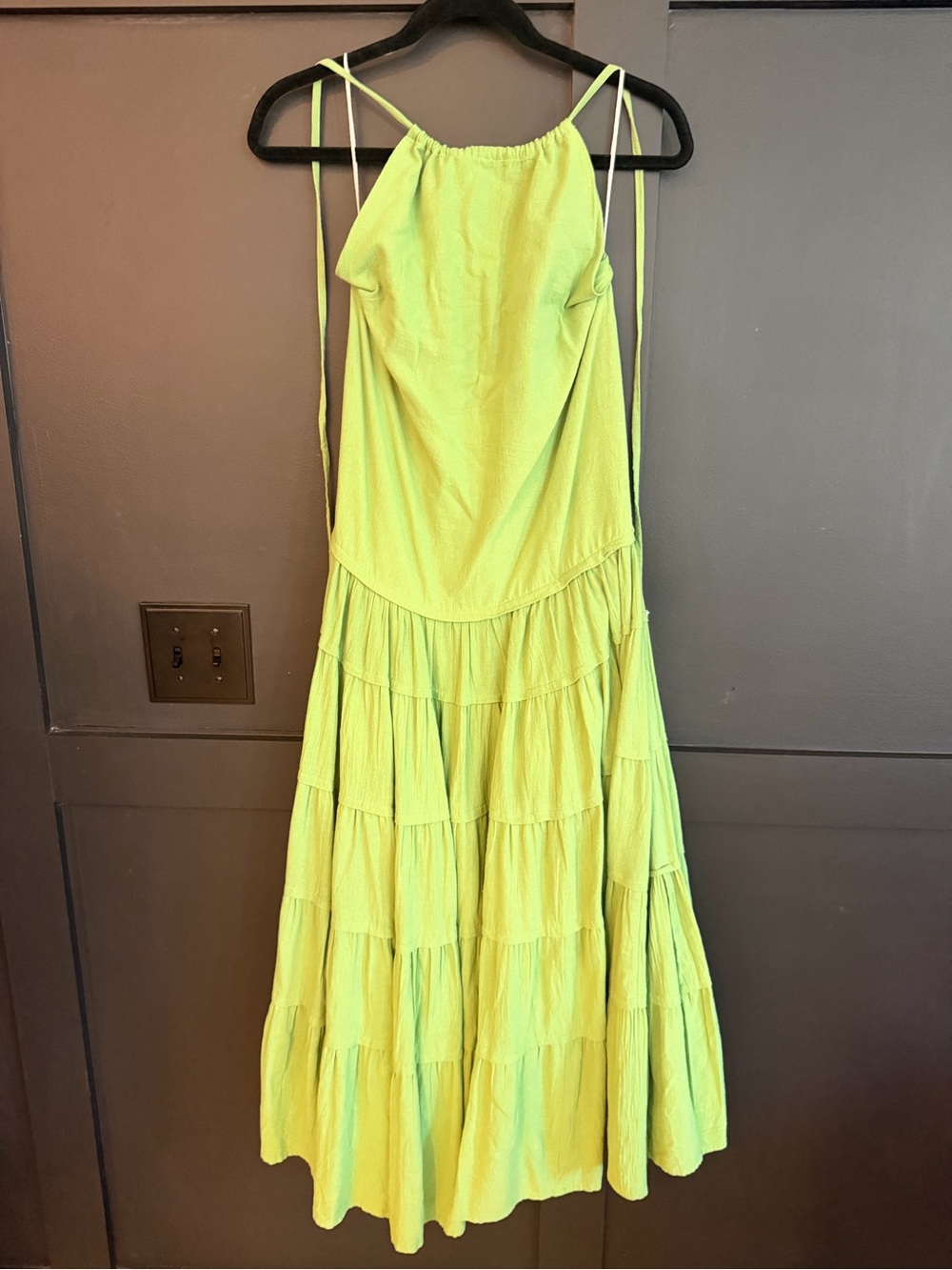 Free People Neon Lime Tiered Maxi Dress